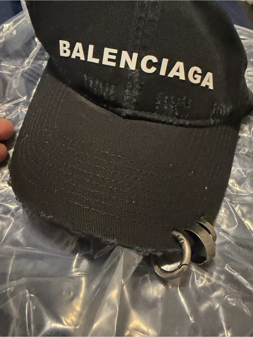 Balenciaga Black Cap with Front Ring Accent